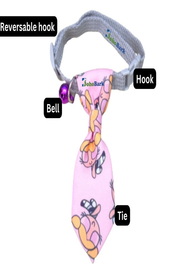BohoBark Printing Dog Cat Pet Bow Tie Dog Collar Adjustable Neck Strap Pet Bow Tie Puppy Toy Grooming Necktie Neckerchief (Pack of 1) Pink - Image 3